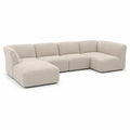 Narożna sofa modułowa z tkaniny 5-miejscowa z poliestru 300 cm beżowa