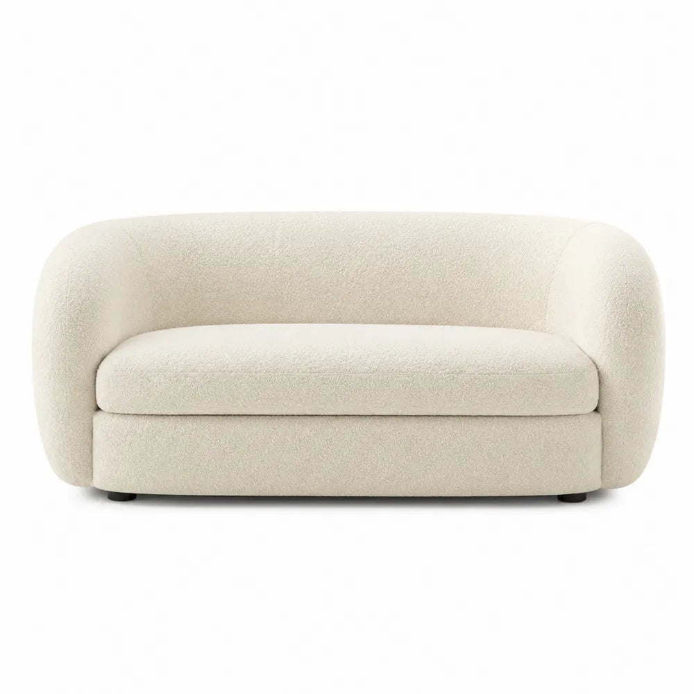 Sofa dwuosobowa z tkaniny boucle kremowa 150 cm