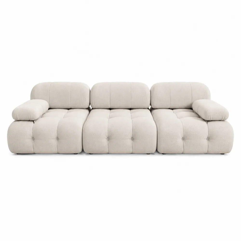 Sofa modułowa 3-częściowa tkanina bouclé beżowa