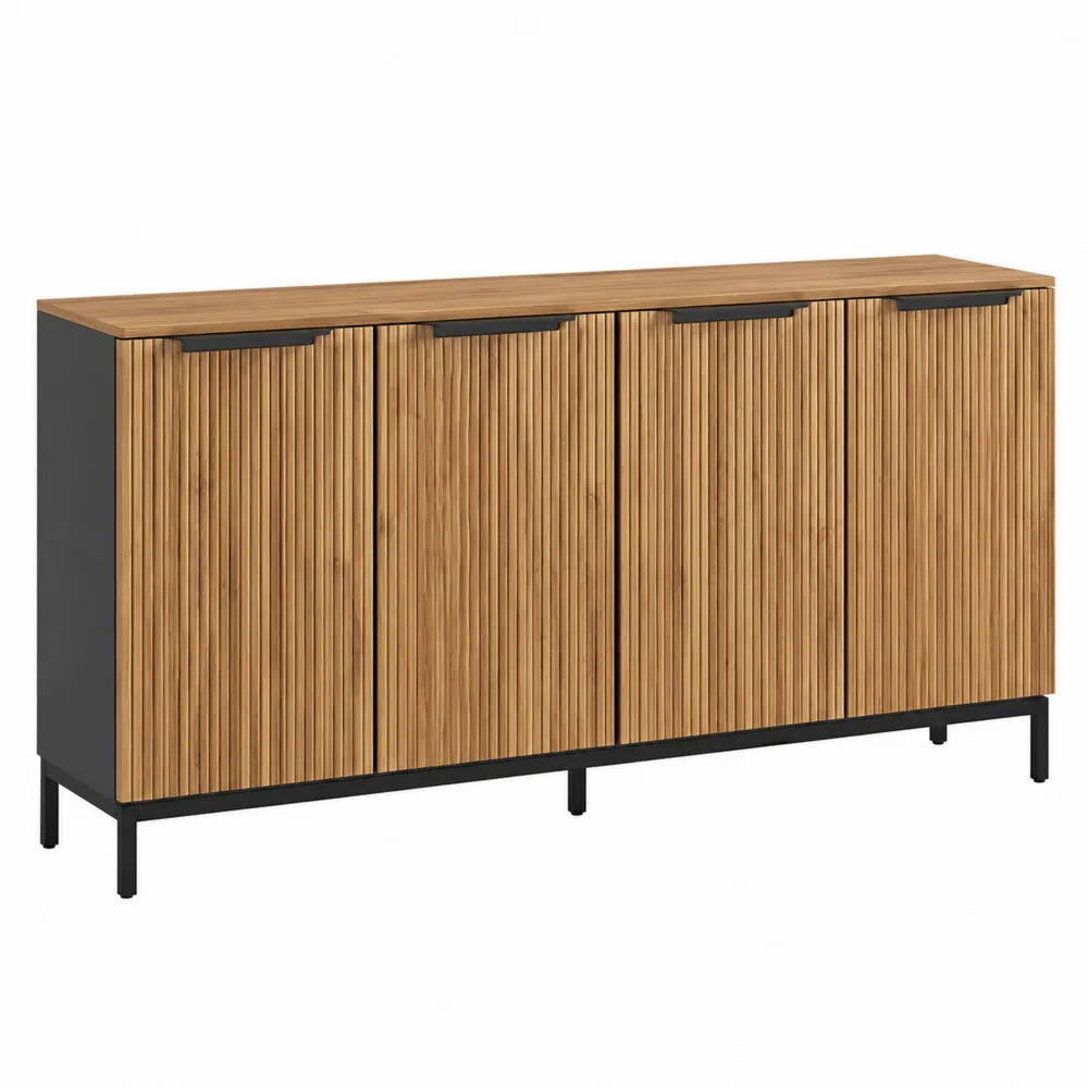 Szafka drewniana z metalem z 4 drzwiami 160x40x85 cm
