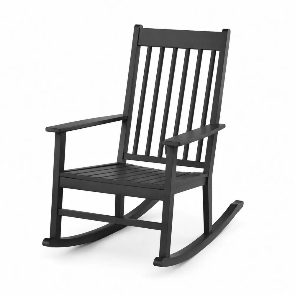 Drewniane czarne krzesło bujane