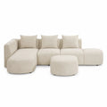 Modułowa sofa beżowa z tkaniny poliestrowej, 5-osobowa