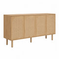 Kredens drewniany z rattanu z czterema drzwiami 160x45x80 cm