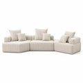 Modułowa sofa narożna z sztruksu beżowa 300 cm