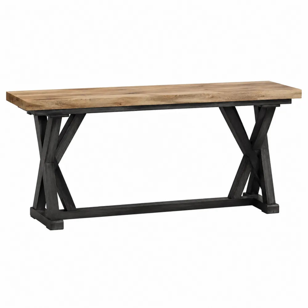Stół konsolowy drewno dębowe i metal 120 cm czarny i brązowy