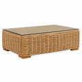 Stolik ogrodowy rattanowy z hartowanym szkłem 120x60x35 cm beżowy