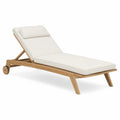 Leżak ogrodowy z drewna teak z poduszką, regulowany, kremowy 200x60x35 cm