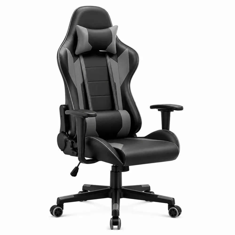 Fotel gamingowy z ekoskóry czarny z regulacją 135 cm
