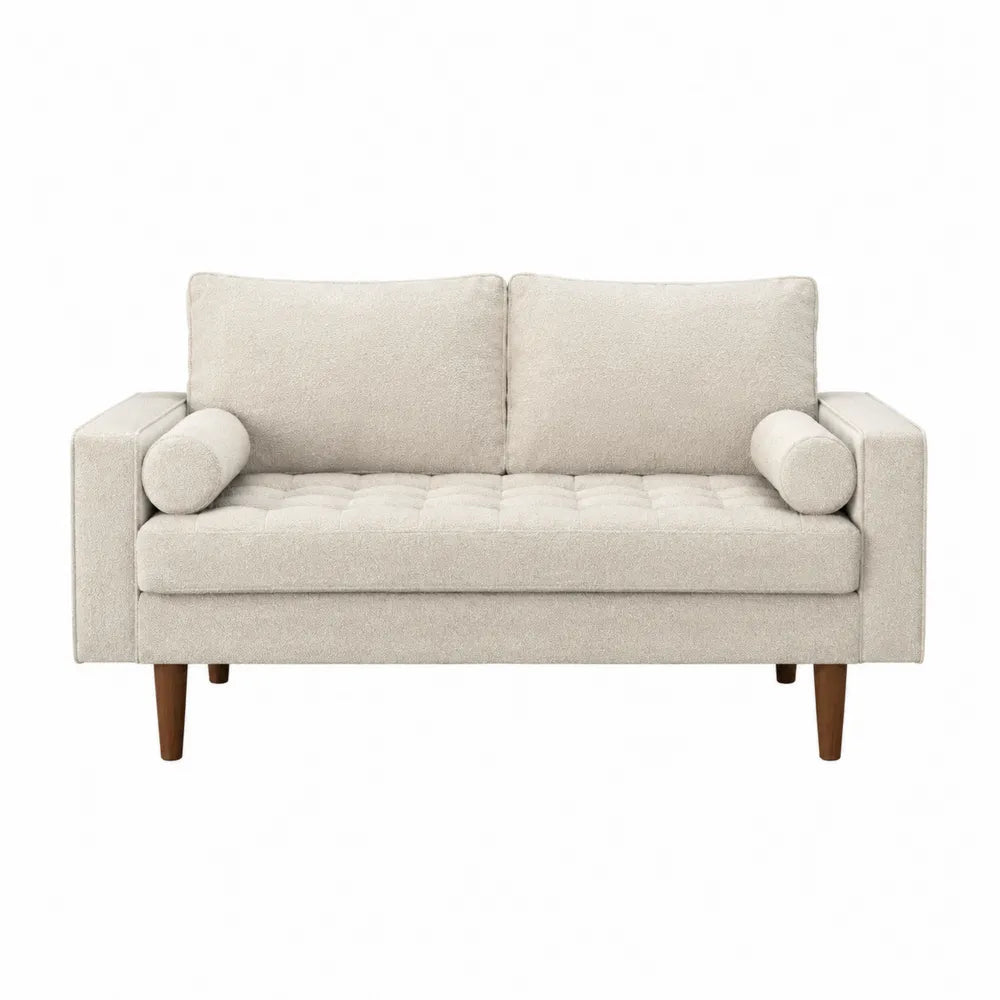 Sofa dwuosobowa z tkaniny kremowa 150 cm
