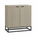 Szafka z okleiną drewnianą i metalową podstawą 80 cm x 100 cm x 40 cm beżowa