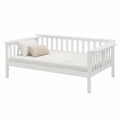 Biała Sofa Łóżko Dzienne z Poduszkami, Drewno Sosnowe