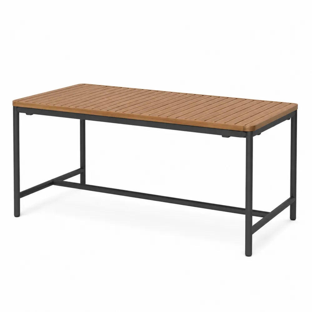 Stół ogrodowy prostokątny drewno akacjowe stal 160x90x75 cm brązowy/czarny