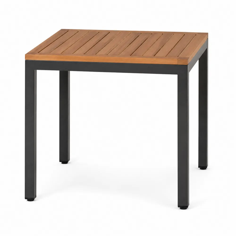 Stół ogrodowy z drewna akacjowego i stali 90x90x75 cm brązowy/czarny