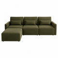 Sofa narożna modułowa zielona, poliester, 250x150x85 cm
