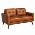 Sofa dwuosobowa z brązowej skóry syntetycznej 150 cm