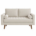 Dwuosobowa sofa tkanina lniana kremowa