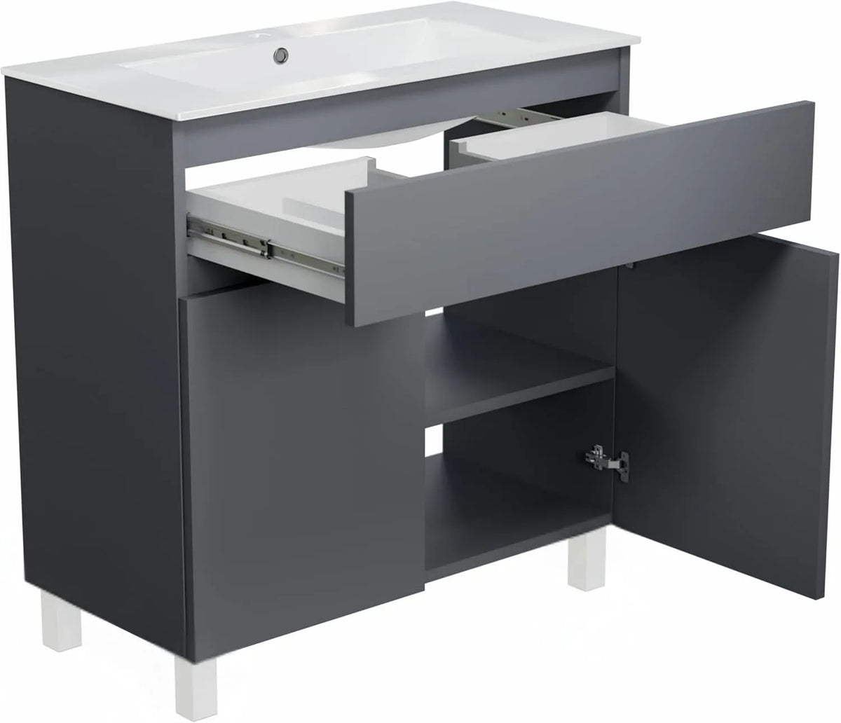 Umywalka, kolor szary, szerokość 80 cm Ariza SINK, szafka podumywalkowa z szufladą