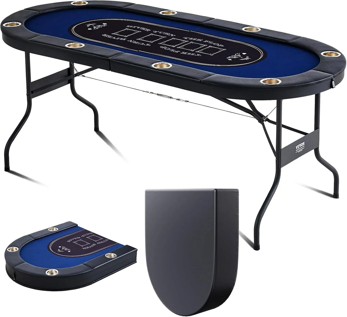 Stół VEVOR, składana konstrukcja, Blackjack i Texas Holdem z Wyściełanymi Szynami i Uchwytami na Kubki