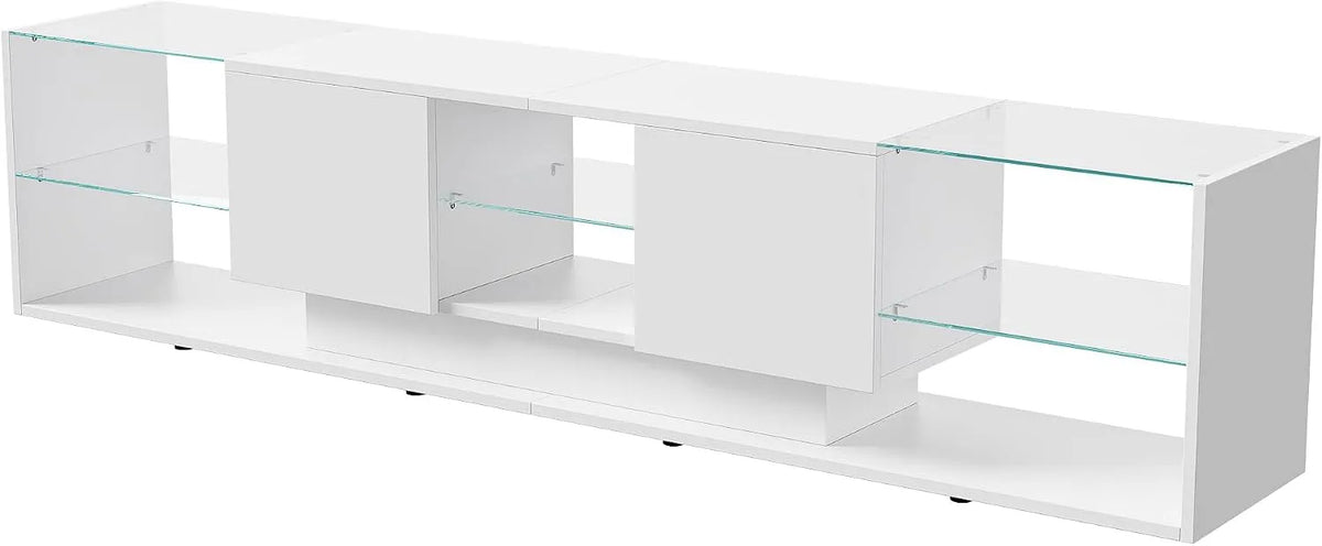 Szafka RTV, LED, 35 x 200 x 45 cm, 2 szuflady, drewno, kolor biały, do salonu