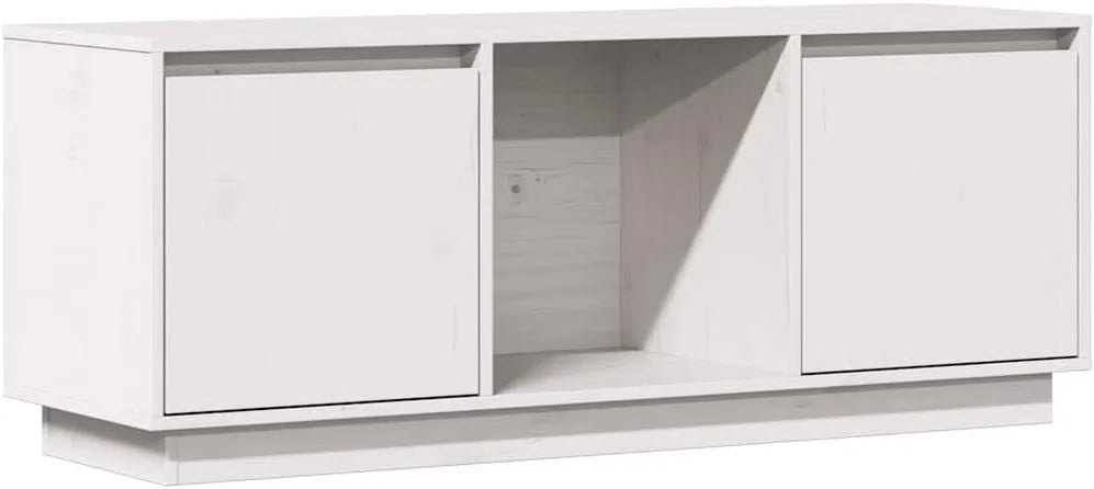 Szafka RTV, 5x35x44, 110,5x35x44 cm, drewno sosnowe i lite drewno, kolor biały
