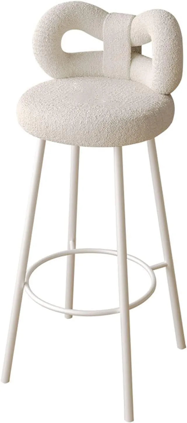 Hokery barowe, 65cm, tapicerowane, metal i aksamit, kolor biały, do kuchni