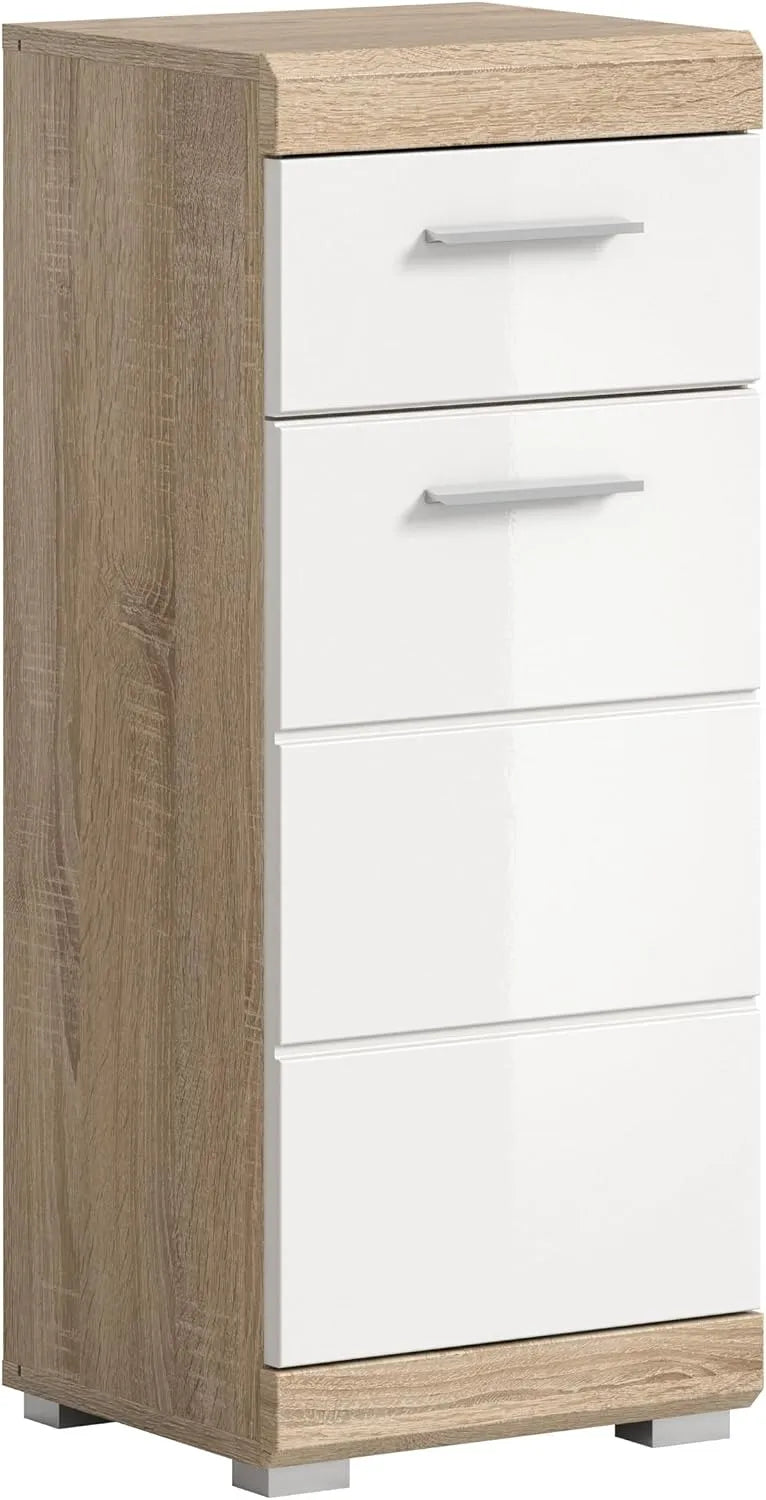 Komoda, Łazienka Lambada X06F1701, 37 x 88 x 31 cm, kolor biały/dąb sonoma, do łazienki