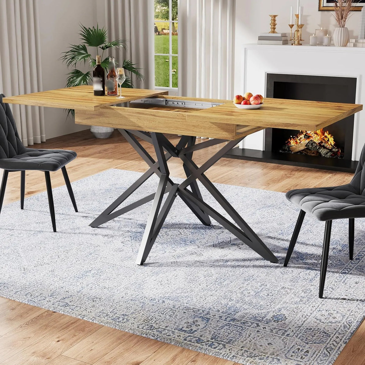 Stół do jadalni, Rozsuwany, 160 x 80 cm, metal i marmur, do jadalni i do kuchni