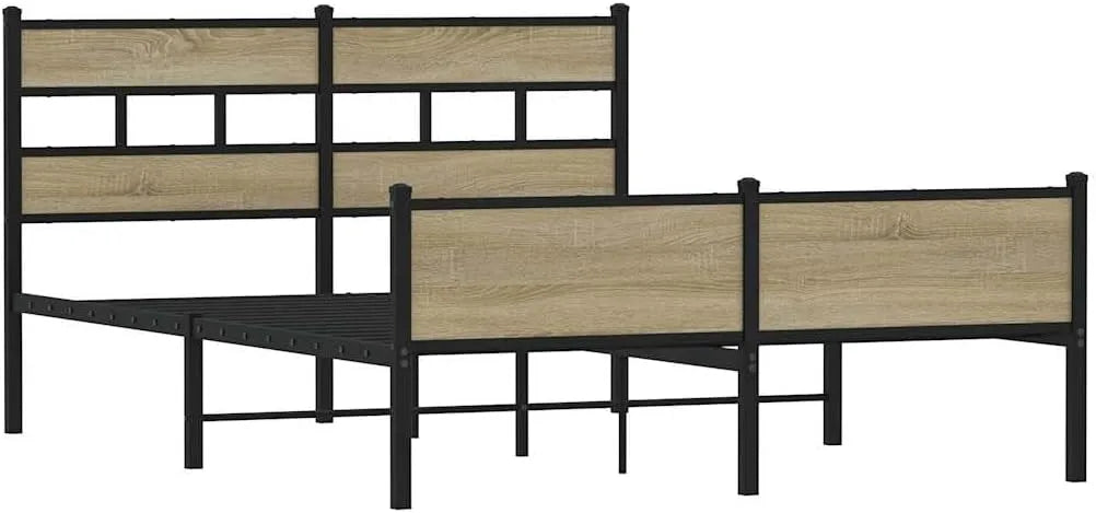 Łóżko, 160x200 cm, metal, kolor dąb sonoma, mebel do sypialni