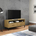 Szafka RTV, Oslo, 106 x 40 x 46,5 cm, 2 szuflady, drewno sosnowe i lite drewno i metal, kolor brązowy, do salonu