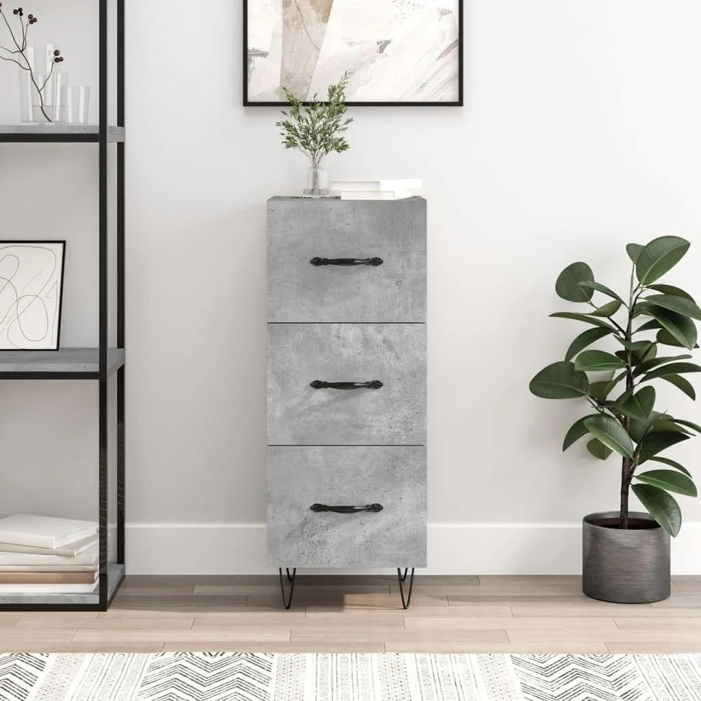 Kredens, 3 szuflady, metal i beton, mebel do przechowywania w salonie i jadalni