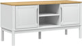 Szafka RTV, 114x43x55, 114x43x55 cm, drewno sosnowe i lite drewno, kolor biały