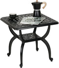 Jardin DE CENTENNIAL Cast Aluminum Outdoor Side Table, kolor czarny, do ogrodu