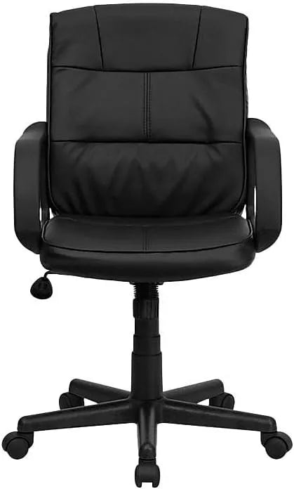 Krzesło biurowe Flash Furniture, Skórzane, 58,42 x 55,88 x 30,48 cm, obrotowa konstrukcja, z podłokietnikami, metal, kolor czarny