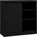 Büroschrank mit Schiebetür Schwarz 90x40x90 cm Stahl, 90x40x90 cm, stal, kolor czarny