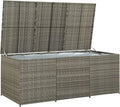 Skrzynia ogrodowa, 180 x 90 x 75 cm, rattan, kolor szary, do ogrodu