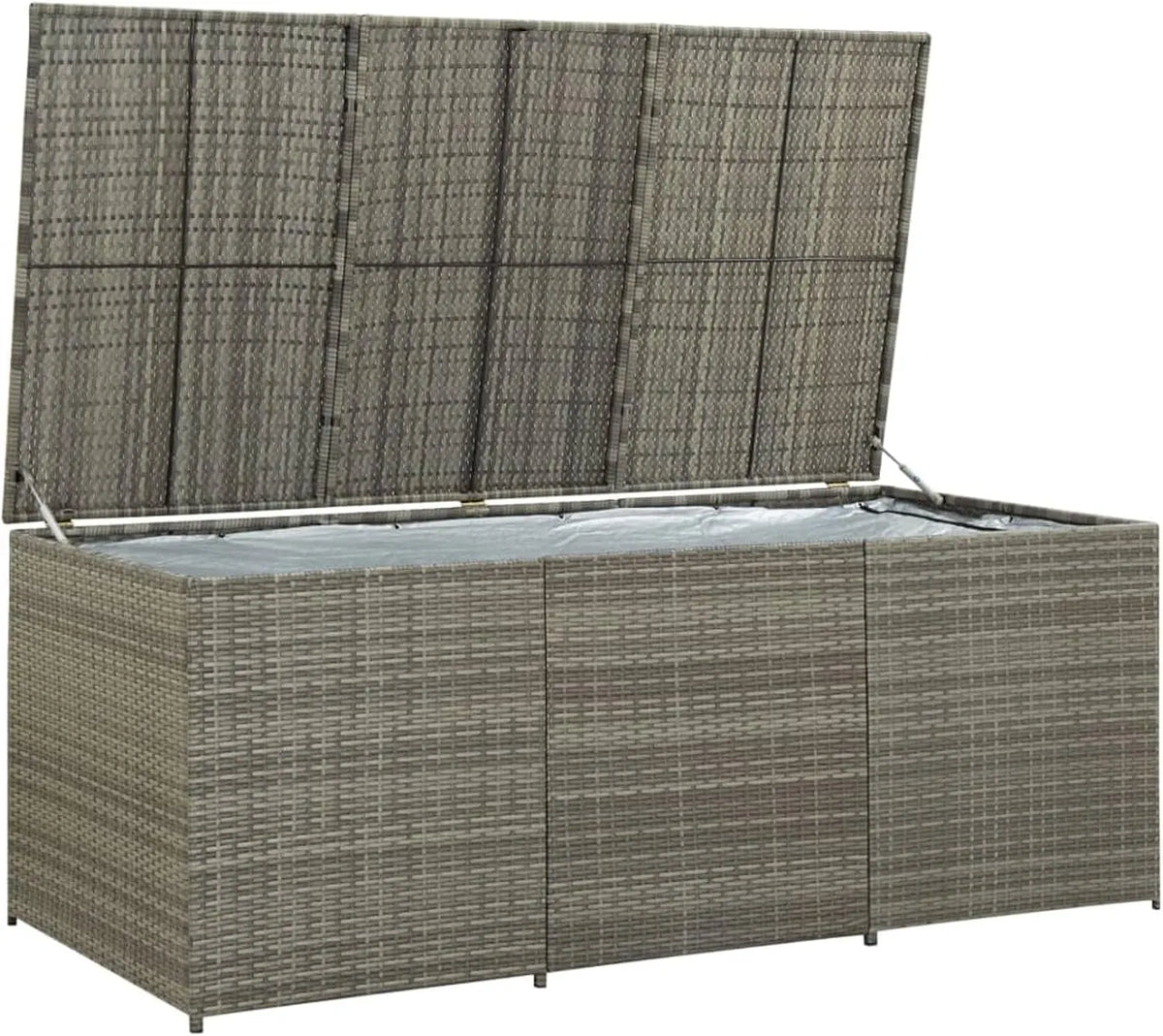 Skrzynia ogrodowa, 180 x 90 x 75 cm, rattan, kolor szary, do ogrodu