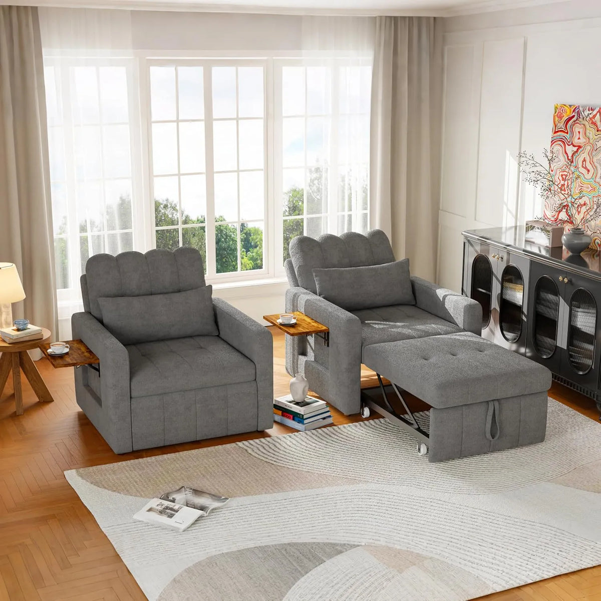 Sofa, Mała, składana konstrukcja, kolor szary, kanapa do salonu